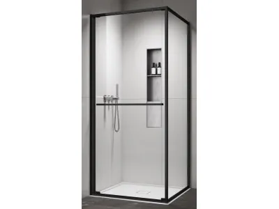 COPEN Tus kabina  ATLAS PRO 1V 800x800x2000 matt black, staklo 6mm providno C-02-B43K8001V 