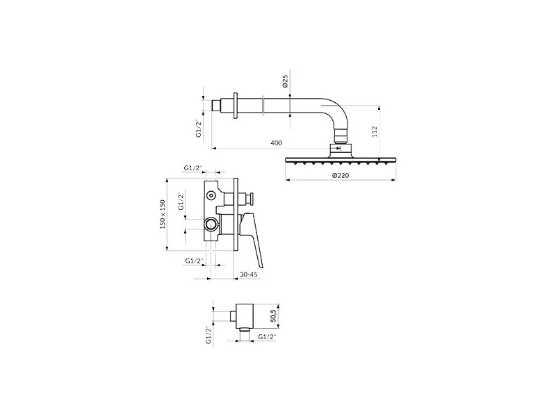 Stolz Uzidna Baterija Sa ,Zidnim Tusem D.220Mm I Rucnim Tusem 131601 