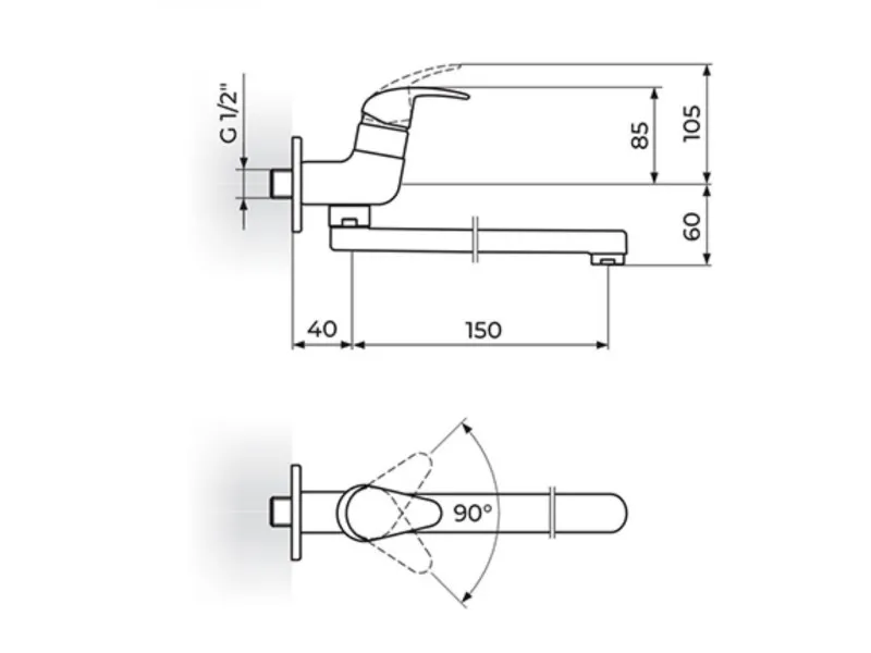 Rosan Jednorucni Ventil Za Jednu Vodu,Ovalni Izliv 150 Mm Jp522015 