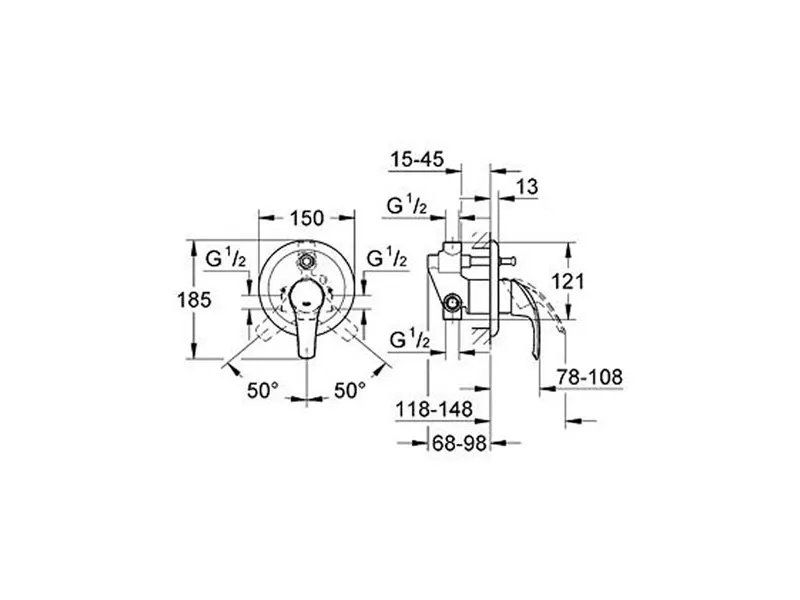 GROHE EUROSMART UGRADNA SLAVINA ZA KADU 33305001 