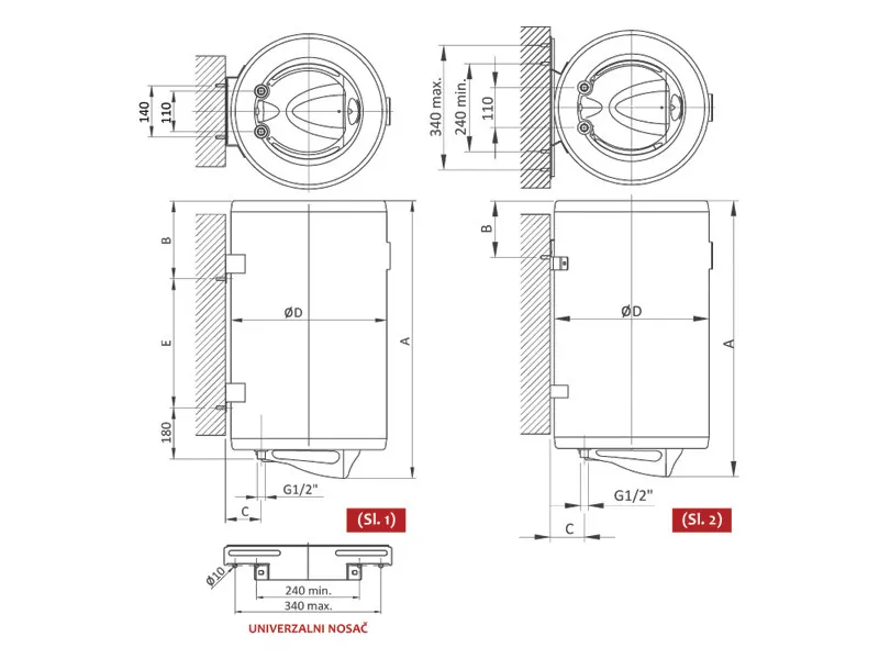 ELIT BOJLER TALAS M 80L - PROHROM (995x420mm/2000W) 