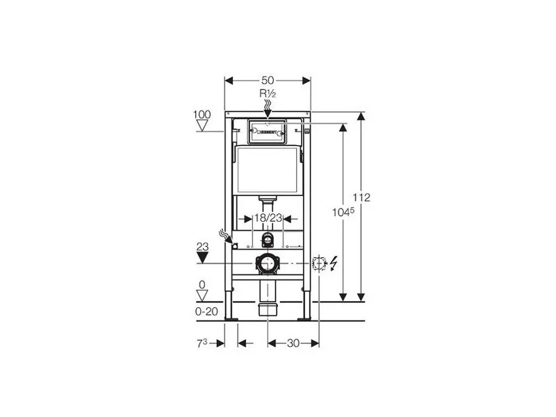 GEBERIT UGRADNI VODOKOTLIC BASIC+TASTER MAT-HROM DELTA 21 ZA KON.WC SOLJU 458.112.46.1 