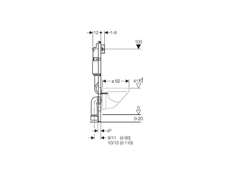 GEBERIT UGRADNI VODOKOTLIC BASIC+TASTER MAT-HROM DELTA 21 ZA KON.WC SOLJU 458.112.46.1 