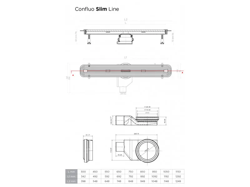 CONFLUO KANALICA 550 SLIM LINE 13100032 