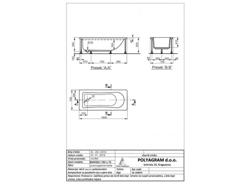 POLY KADA 160X70 MARSEJ KOMPLE 