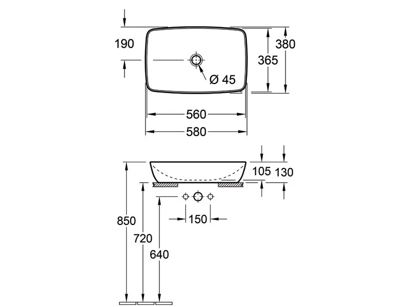 VB ARTIS LAVABO NADGRADNI ŠVB 41725801Ć+ 580x380mm 