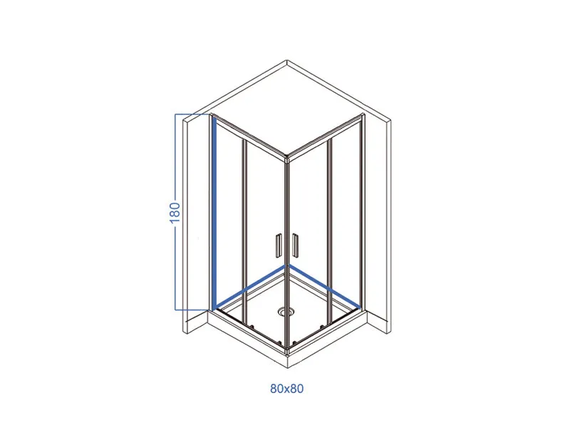 LINNI TUS KABINA 80x80 CLASIC bala/mat 4mm 