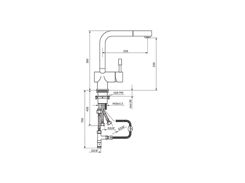 Rosan Steel Baterija Za Sudoperu Sa 3 Cevi Js38603 