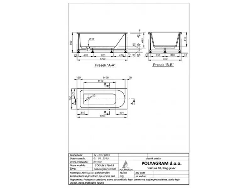 POLY KADA SOLUN 170×75        - 