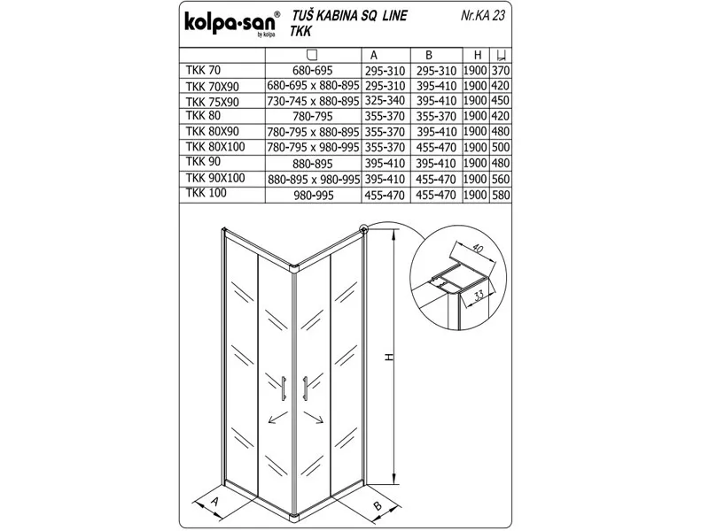 KOLPA SQ line TKK 80 S/K SILVER 5/6 mm SILVER/PROVIDNO h=190 - 511000 