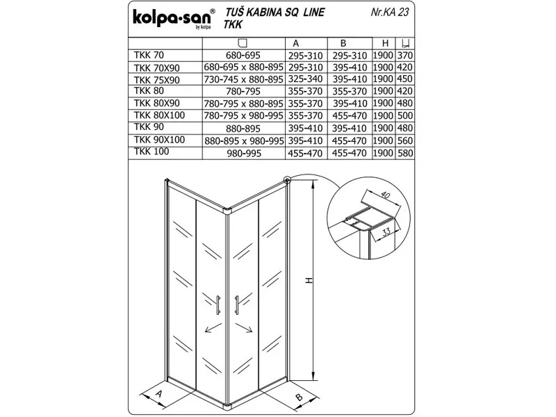 KOLPA SQ line TKK 80 S/CH SILVER 5/6 mm SILVER/CINCILA h=190 - 510980 