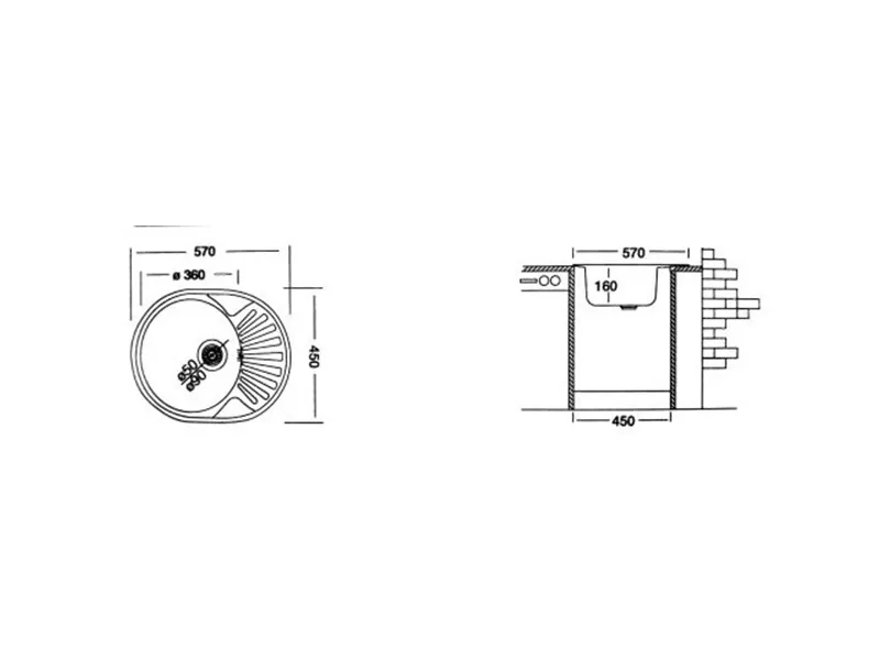 LIV INOX SUDOPERA UGRADNA 45x57 EC-157  Ø90 