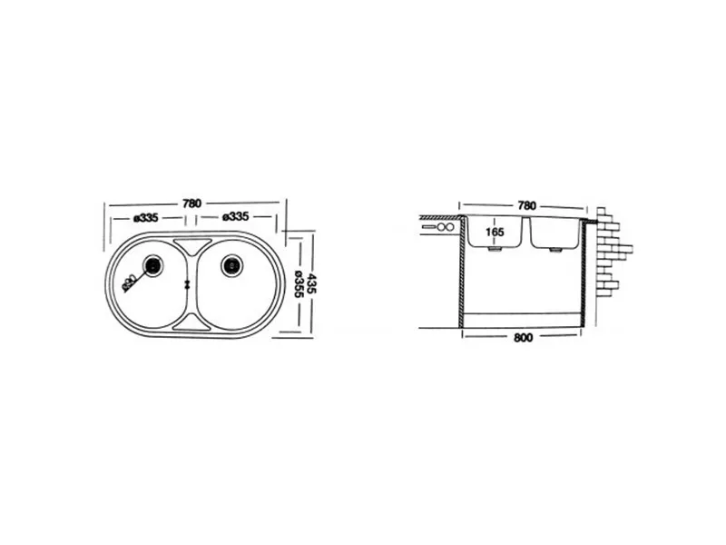 LIV INOX SUDOPERA UGRADNA 43,5x78 EC-186  Ø90 