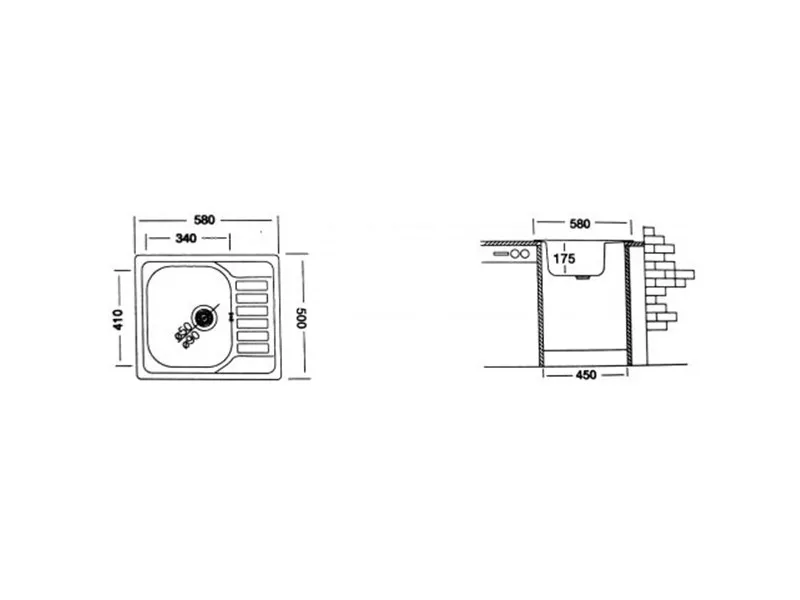 LIV INOX SUDOPERA UGRADNA 50x58 EC-196  Ø90 