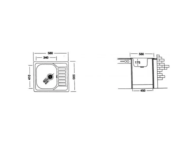 LIV INOX SUDOPERA UGRADNA 50x58 EC-196  Ø90 DEKOR 