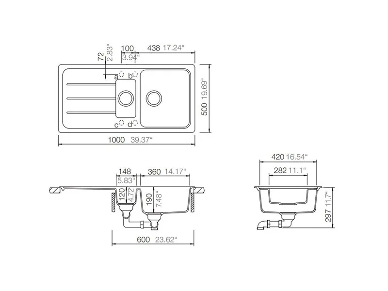 SCHOCK SUDOPERA FORMHAUS D150L 1000x500x190mm CRNA 