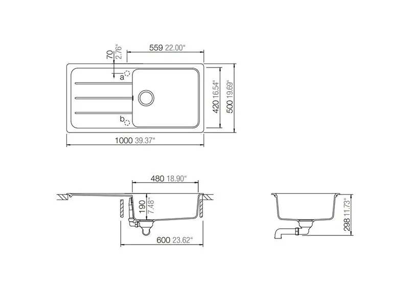 SCHOCK SUDOPERA FORMHAUS D100L 1000x500x190mm CRNA 