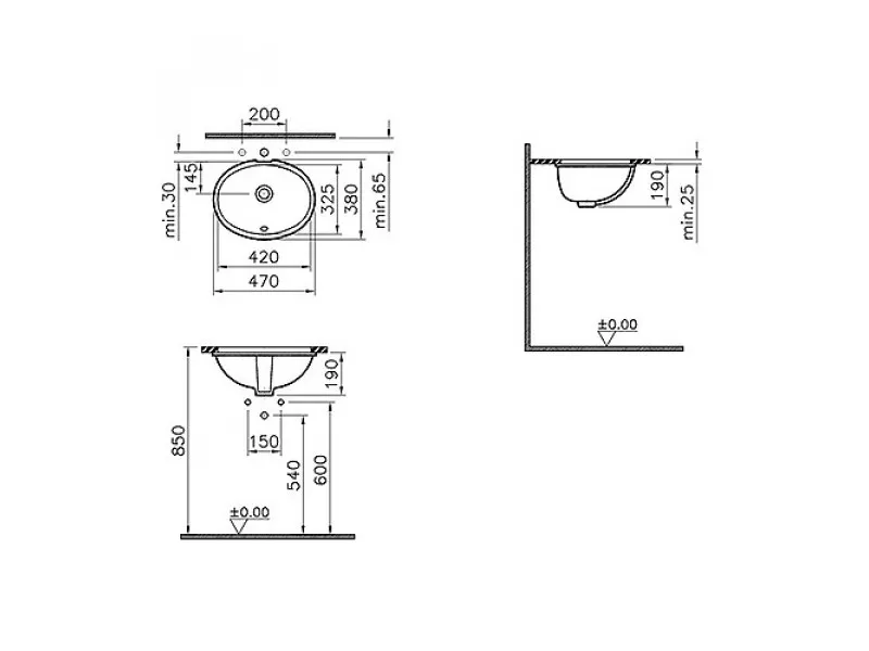 VITRA LAVABO S20 ARKITEKT 42CM PODGRADNI S20 6039B003-0012 