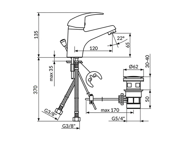 Rosan King Baterija Za Lavabo - Sa Metalnim Odlivnim Ventilom J301001M 