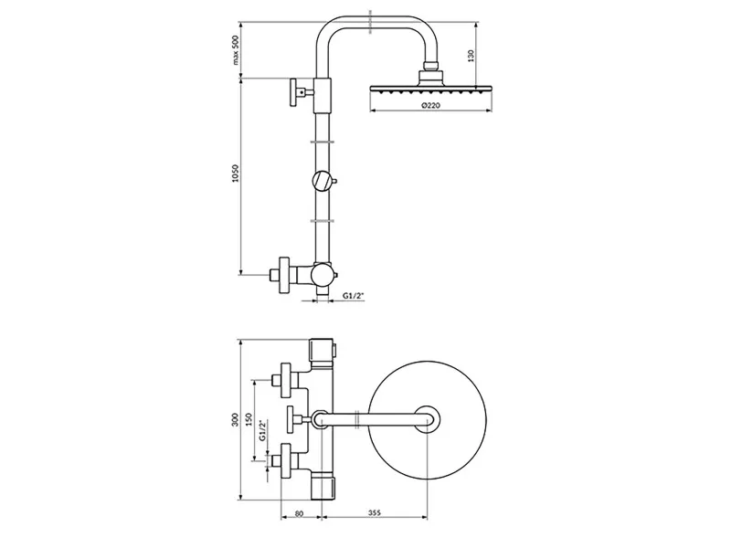 Stolz Termostatska Baterija Sa Usponskim Tušem 220Mm 1T37251 