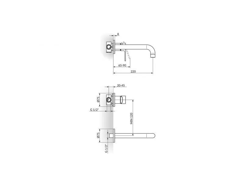 Stolz S2 Black Uzidna Baterija Za Lavabo 231402B 