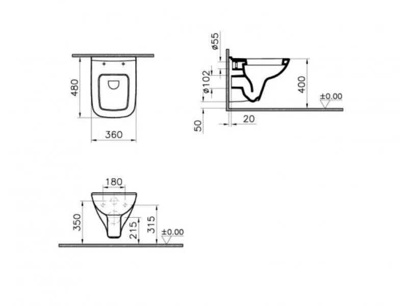 VITRA KONZOLNA SOLJA S20 52CM SA BIDE FUNKCIJOM 5507L003-0868 