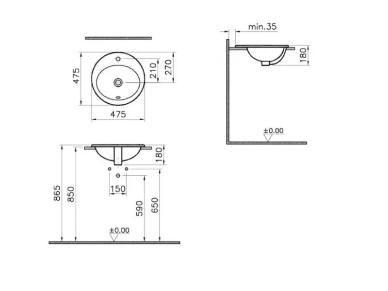 VITRA LAVABO NADGRADNI S20 47CM 5467B003-0001 