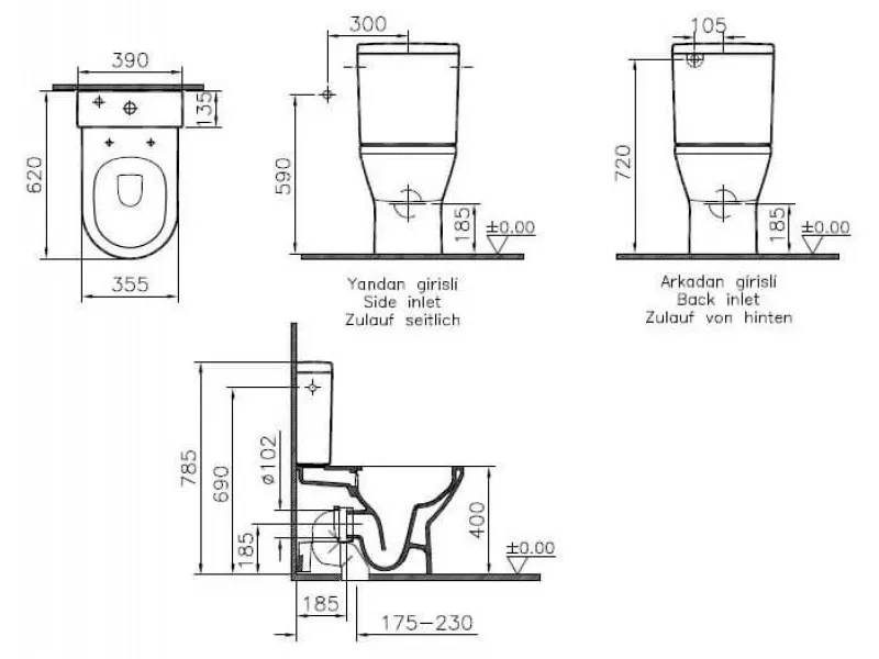 VITRA MONOBLOK INTEGRA RIM-EX SA DUROPLAST WC DASKOM VMI20 