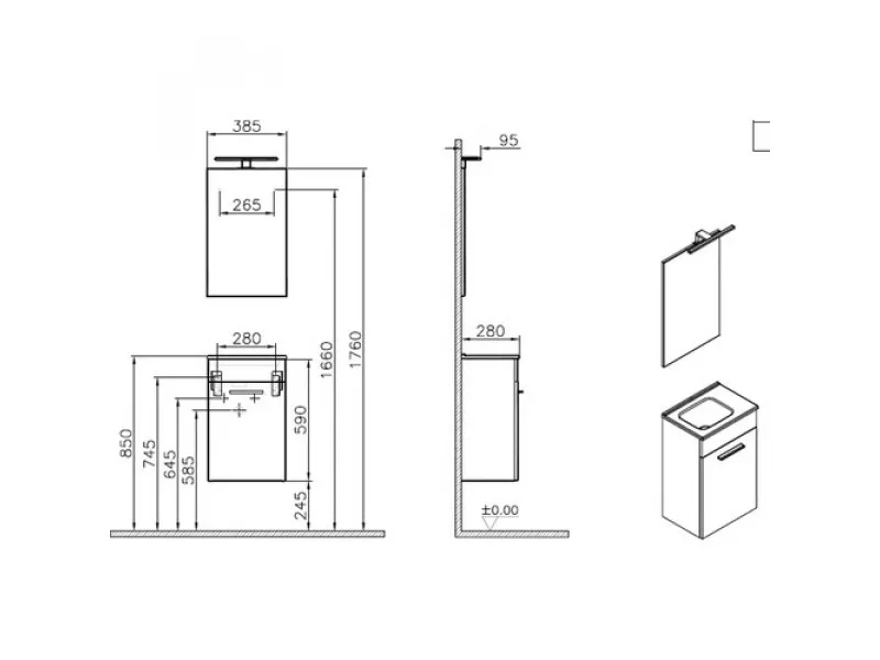 VITRA ORMARIC SA OGLEDALOM MIA 390X280 SET 75022 