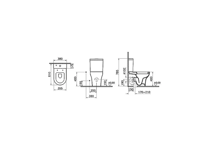 VITRA MONOBLOK ZENTRUM SA DUROPLAST SOFT CLOSE WC DASKOM VARIOM ZVA011 