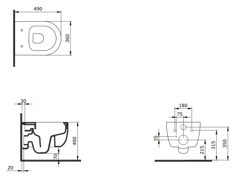BOCCHI V-TONDO RIMLESS KONZOLNA SOLJA SA DASKOM MAT CRNA 1417-004-0129 
