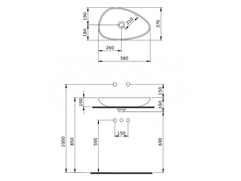 BOCCHI ETNA LAVABO 58CM - CRNO MAT 1114-004-0125 