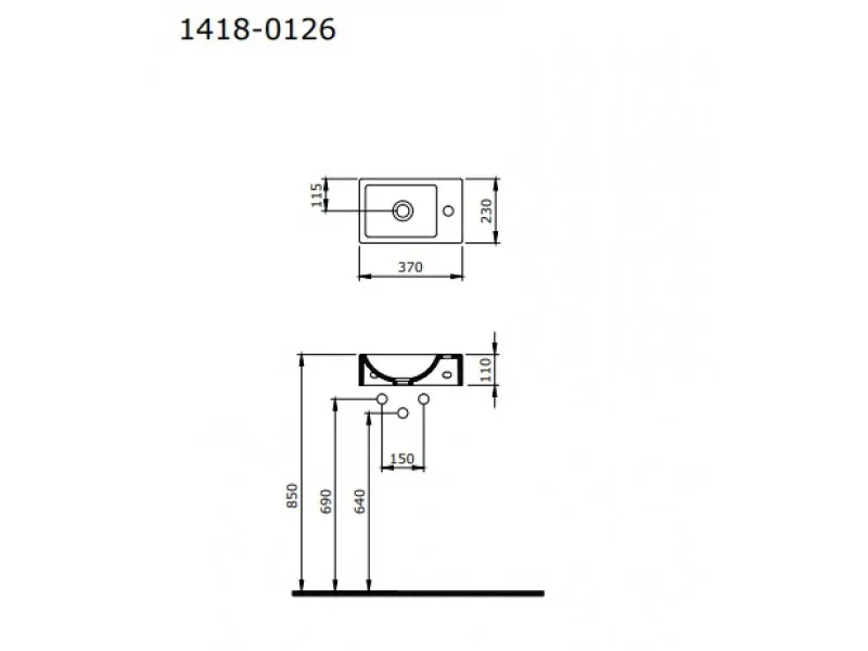 BOCCHI MILANO LAVABO 37CM - CRNI MAT 1418-004-0126 L-D 