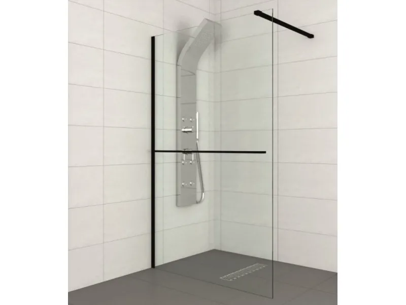 CONCEPT Walk-in  MONTE PLUS 1000x2000 crni mat ram 8mm staklo i držač peškira C-02-WIB100 