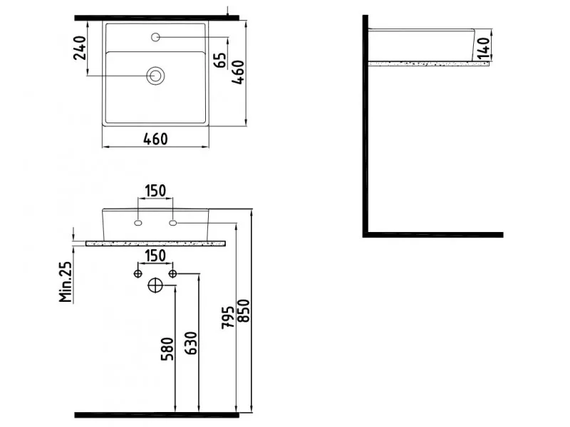 Bien INGL04601FD1W3000 Infinitum nadgradni umivaonik 46x46 cm 