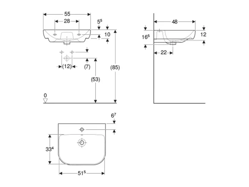 Geberit  Smyle umivaonik, 55x48 cm 500.227.01.1 