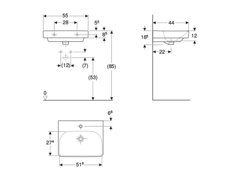 Geberit Smyle Square umivaonik, 55x44 cm 500.259.01.1 