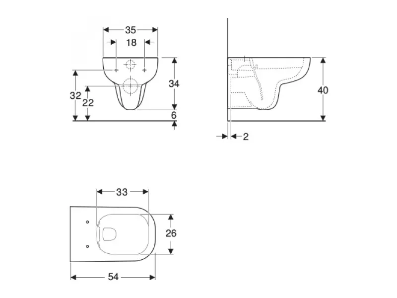 Geberit Smyle Square konzolna wc šolja,  rimfree 500.210.01.1 