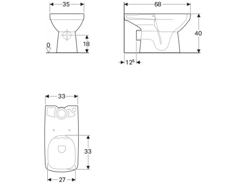 Geberit Selnova Square wc solja za monoblok, podna, rimfree u kombinaciji sa 