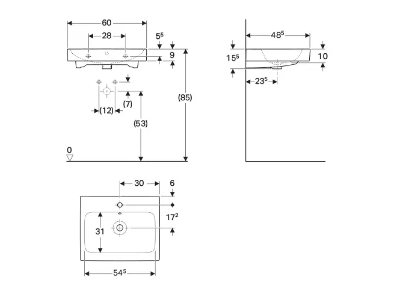 Geberit iCon umivaonik, 60x48,5 cm 124060000 