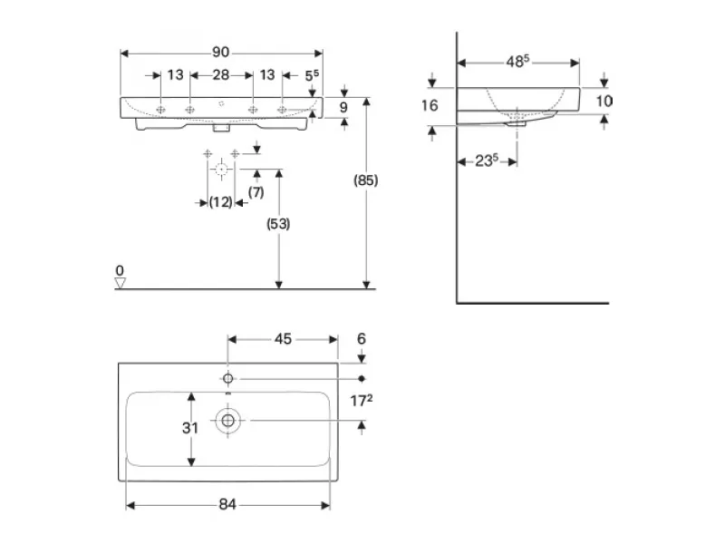 Geberit iCon umivaonik, 90x48,5 cm 124090000 