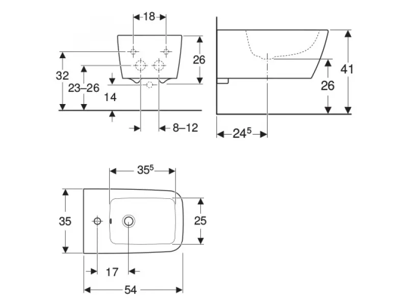 Geberit  iCon Square konzolni bide 231910000 