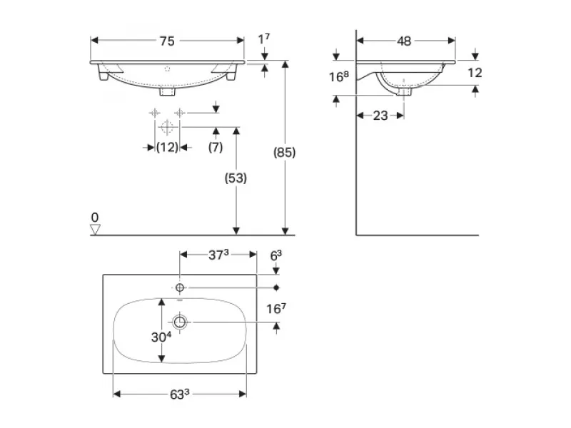 Geberit Acanto umivaonik ugradni, 75x48 cm 500.641.01.2 