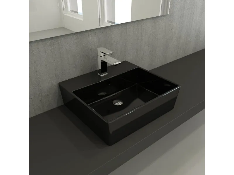 BOCCHI MILANO 50 CM SA RUPOM LAVABO SJAJNA CRNA 1216-005-0126 