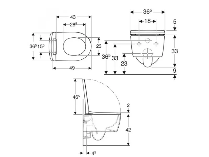 Geberit ICON 500.814.00.1 set konzolna wc šolja smanjena dubina  49cm 204070000 skriveno kačenje Rim 