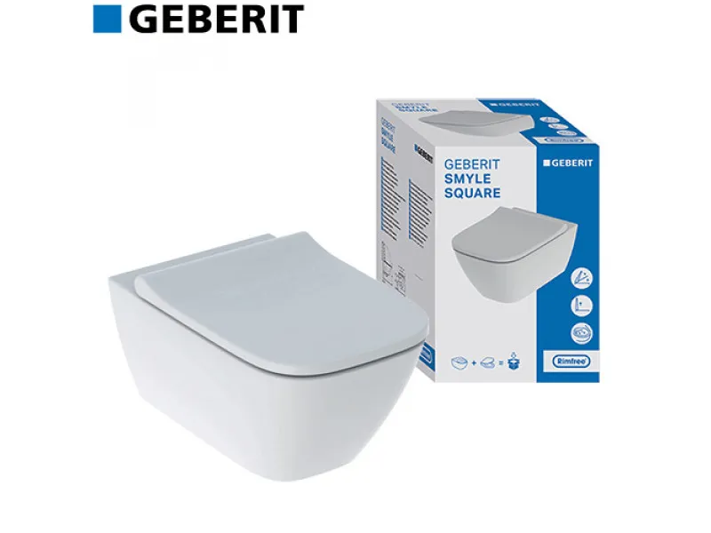 Geberit SMYLE SQUARE500.683.00.2 set konzolna wc šolja 500.208.01.1  skriveno kačenje Rimfree sa sli 