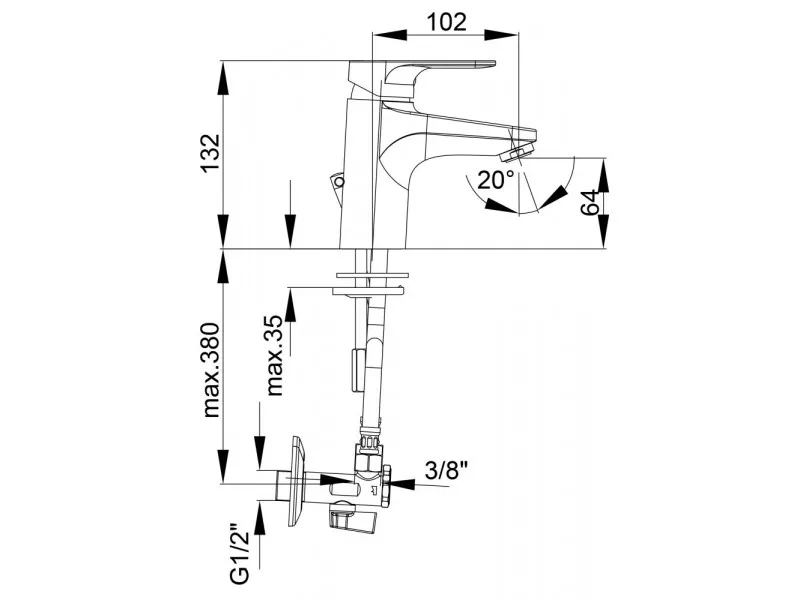 Herz Infinity Baterija Za Umivaonik I10 Sa Ugaonim Ventilima 00003 