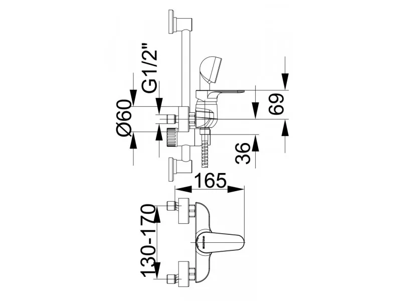 Herz Infinity Baterija Za Tus Kadu I40 Sa Tus Rucicom, Crevom I Kliznom Sipkom 00403 