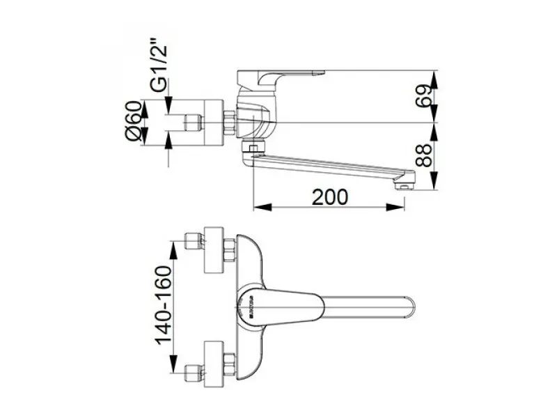 Herz Infinity Baterija Za Sudoperu Zidna I41 Izliv 200 Mm 00201 