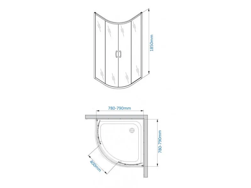 NKS Paravan 6011 R80x185 mat staklo 6mm, plitka, silver, kompenzacioni profil KBJ109080S 